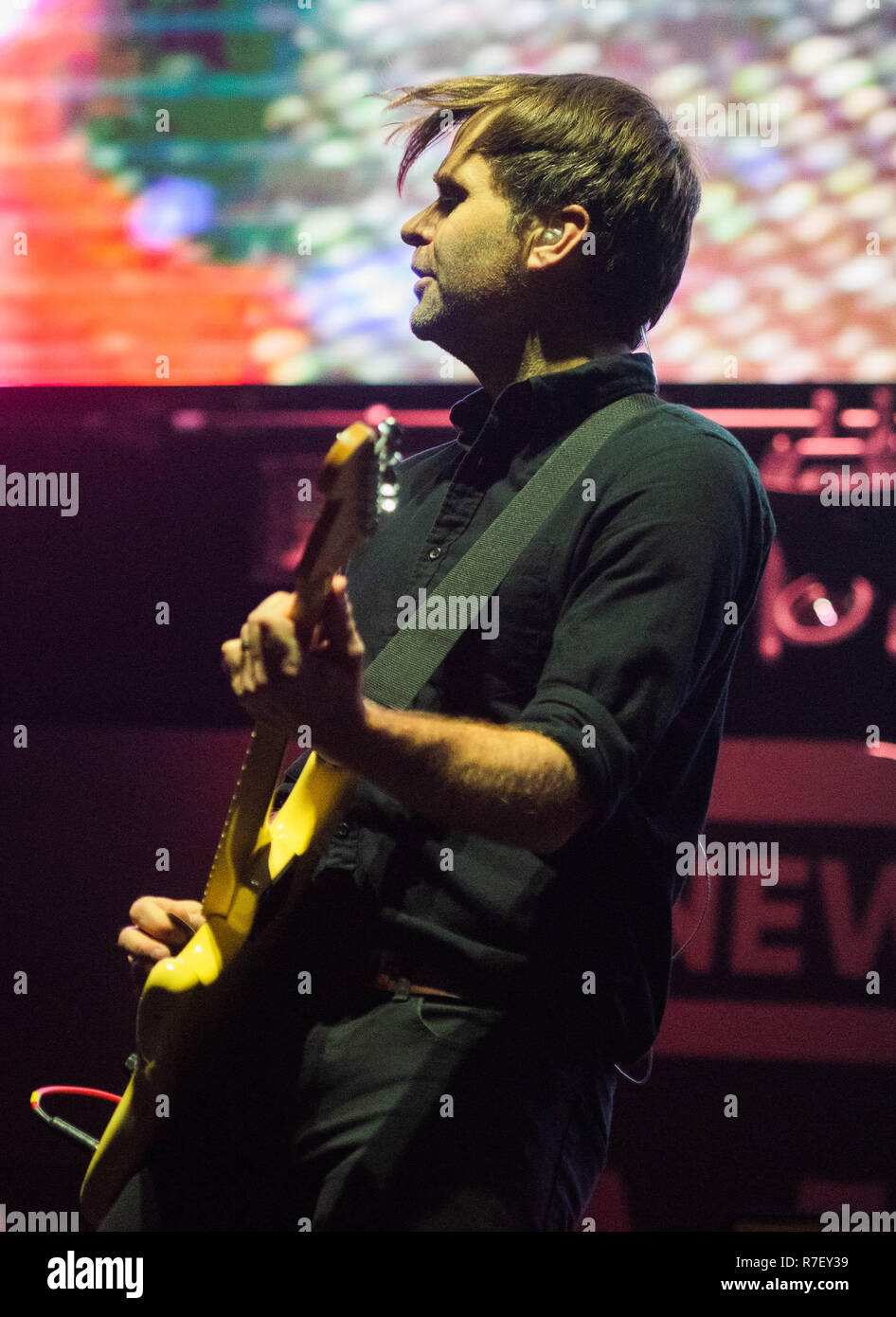 San Jose, California, USA. 8th December 2018.  Ben Gibbard of Death Cab for Cutie performs onstage at The SAP Center during the ALT 105.3 Not So Silent Night in San Jose, California. Photo: Chris Tuite/imageSPACE/MediaPunch Credit: MediaPunch Inc/Alamy Live News Stock Photo