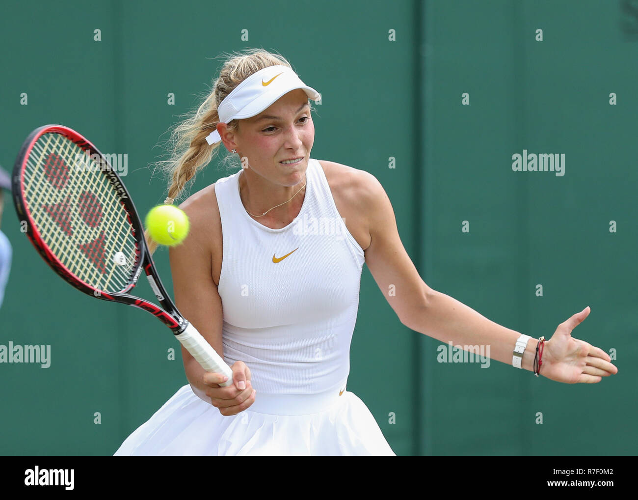 Croatian player Donna Vekic in action at Wimbledon,London, United Kingdom  Stock Photo - Alamy