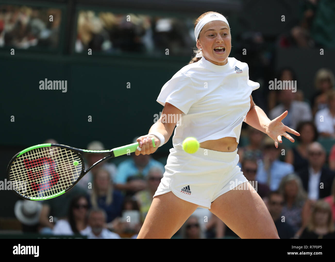 Latvian player Jelena Ostapenko in action at Wimbledon,London, United  Kingdom Stock Photo - Alamy
