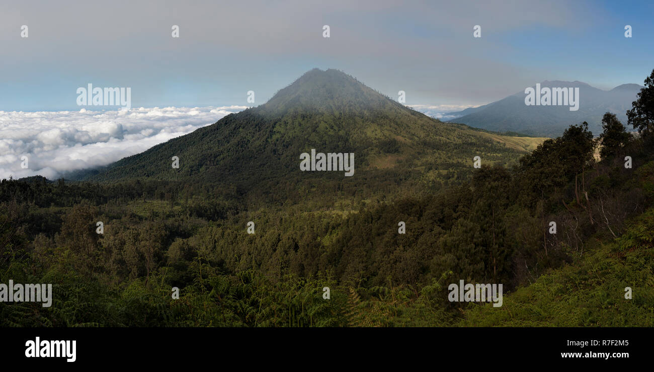 Kawah Ijen landscape, Ijen crater, Banyuwangi, East Java, Indonesia Stock Photo