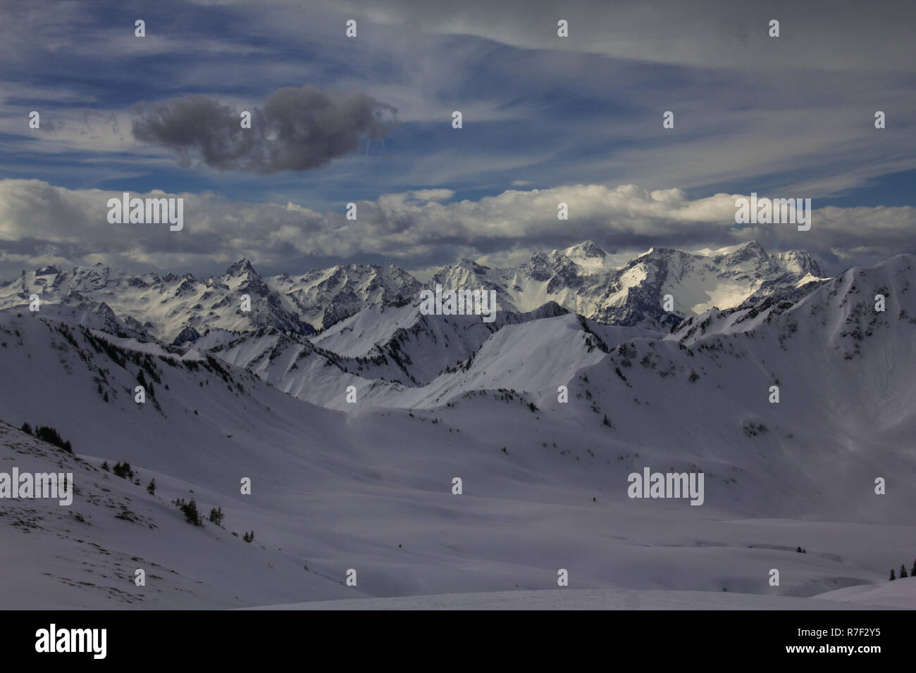 Snowy mountain landscape Stock Photo