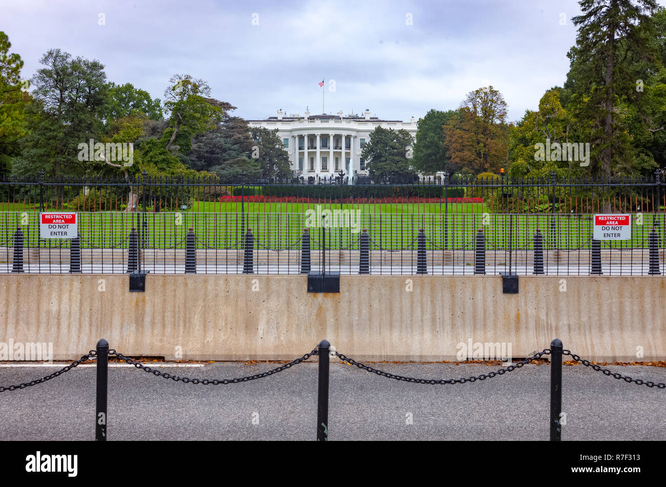 Washington, USA - October 13, 2017: Security   installations and vigilance in protection of the White House Stock Photo