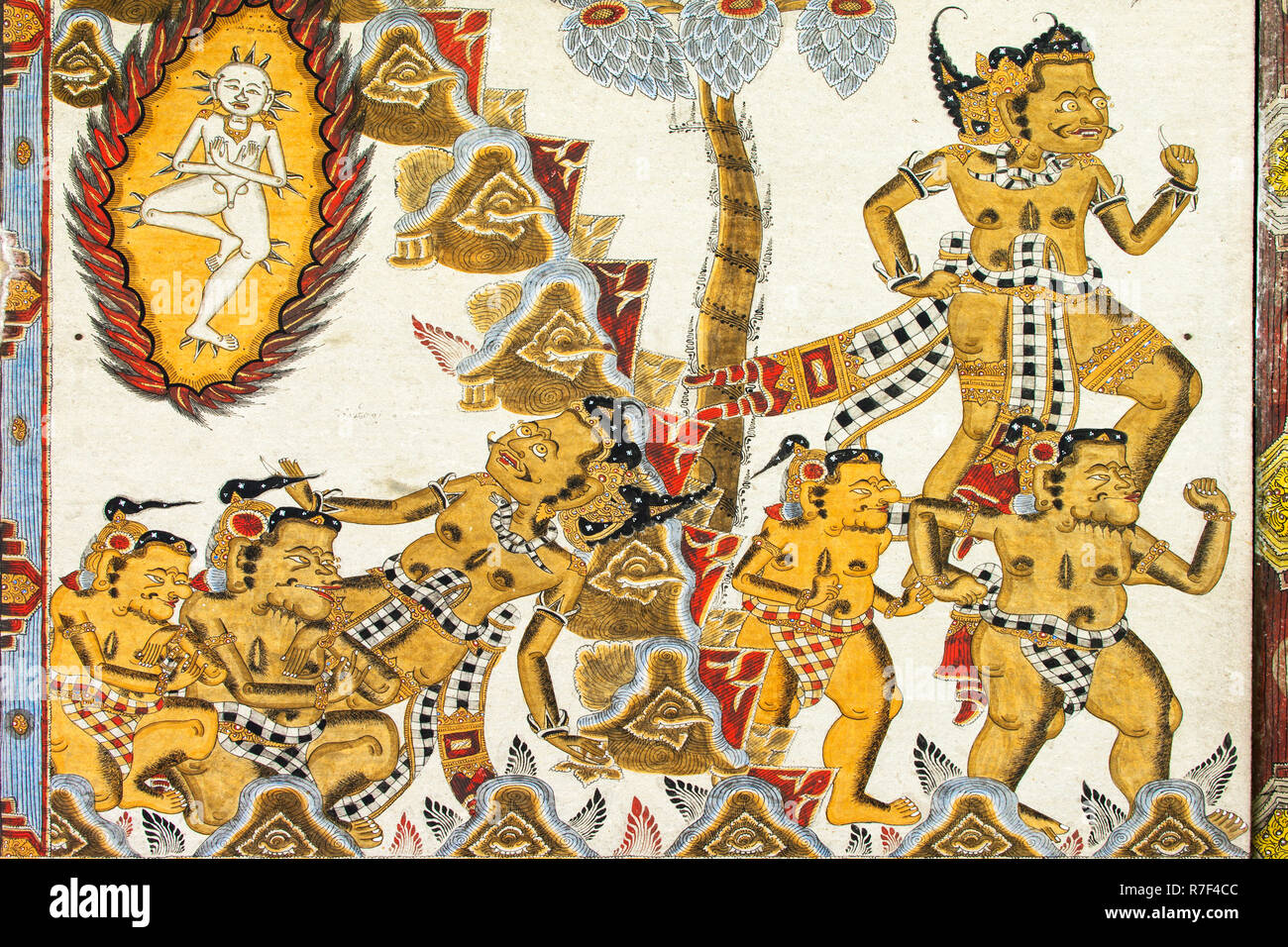Traditional Kamasan painting, Kertha Gosa pavilion, former Hall of