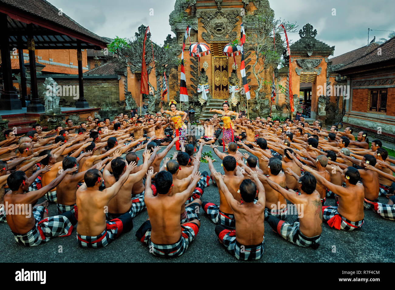 Performance of the Balinese Kecak dance, Ubud, Bali, Indonesia Stock Photo
