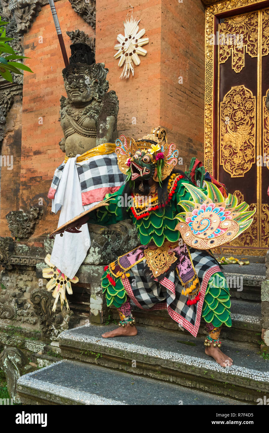 Balinese Kecak dancer, Ubud, Bali, Indonesia Stock Photo
