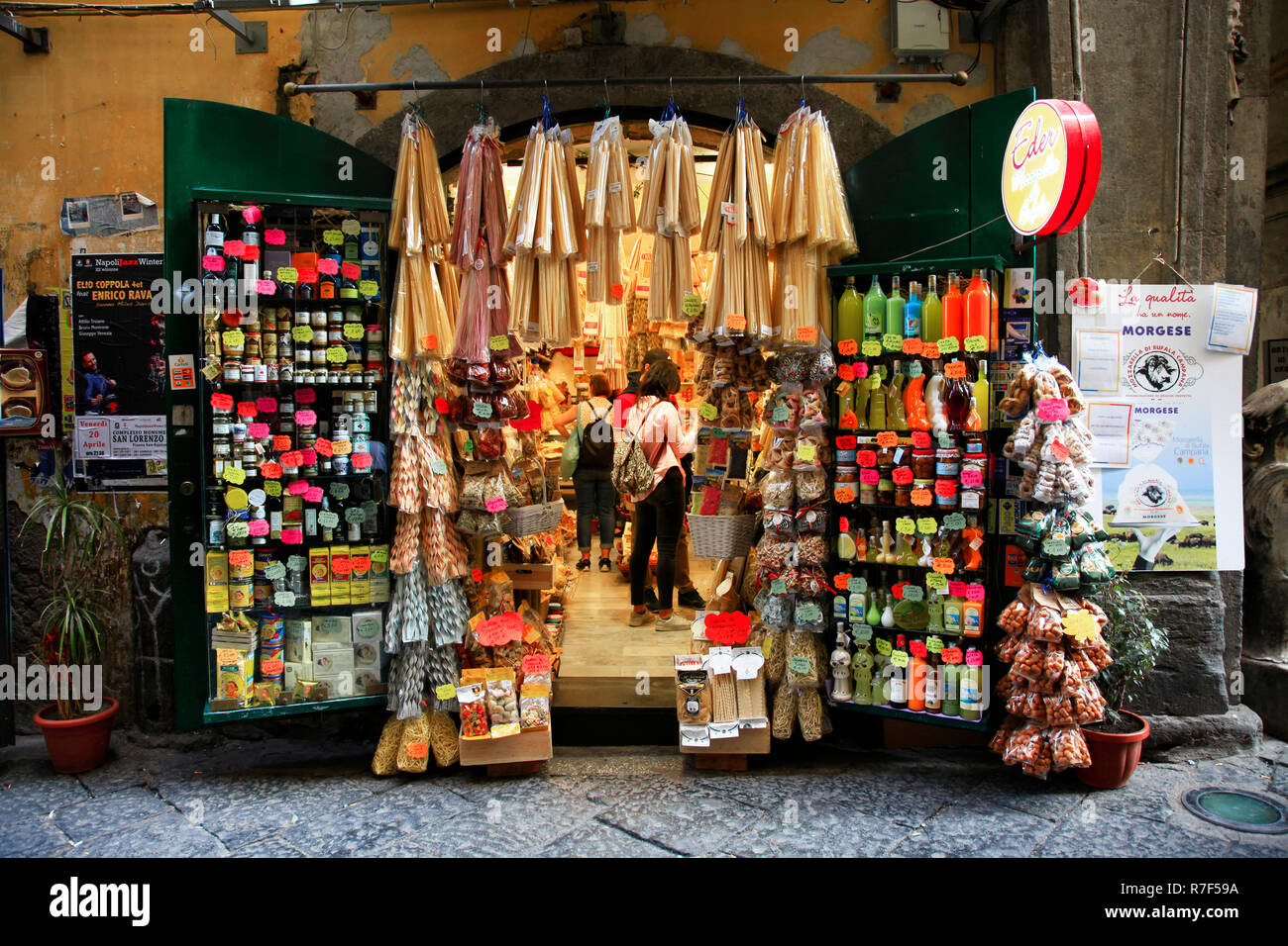 Pasta shop in the historic center, naples, Capania, Italy Stock Photo