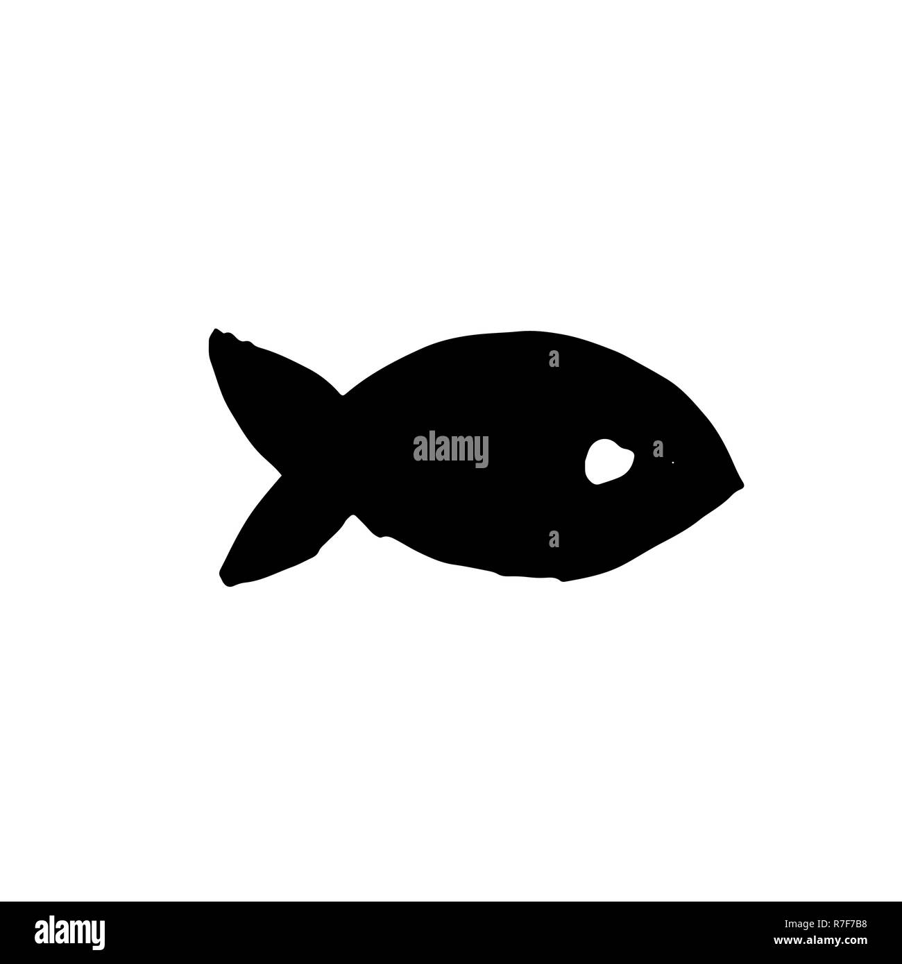 Fish icon. Grunge ink vector illustration Stock Vector Image & Art - Alamy
