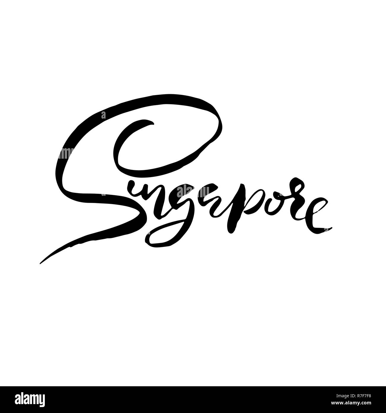 Singapore. Modern dry brush lettering. Calligraphy banner. Typography