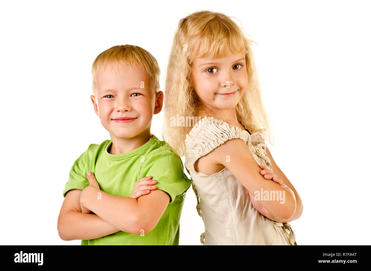 boy and girl isolated on a white background Stock Photo