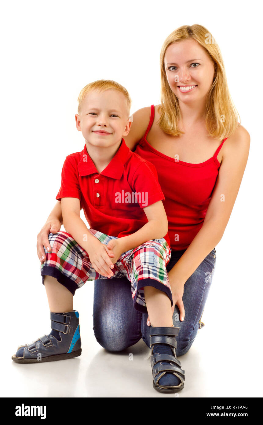 mother and child isolated on a white background Stock Photo - Alamy