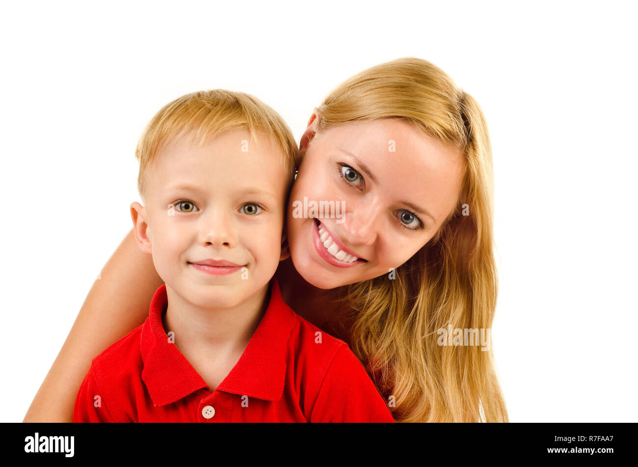 mother and child isolated on a white background Stock Photo - Alamy