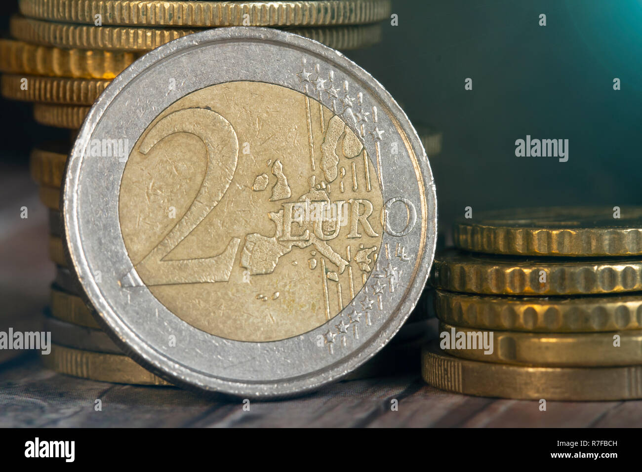 closeup of 2 euro coin Stock Photo