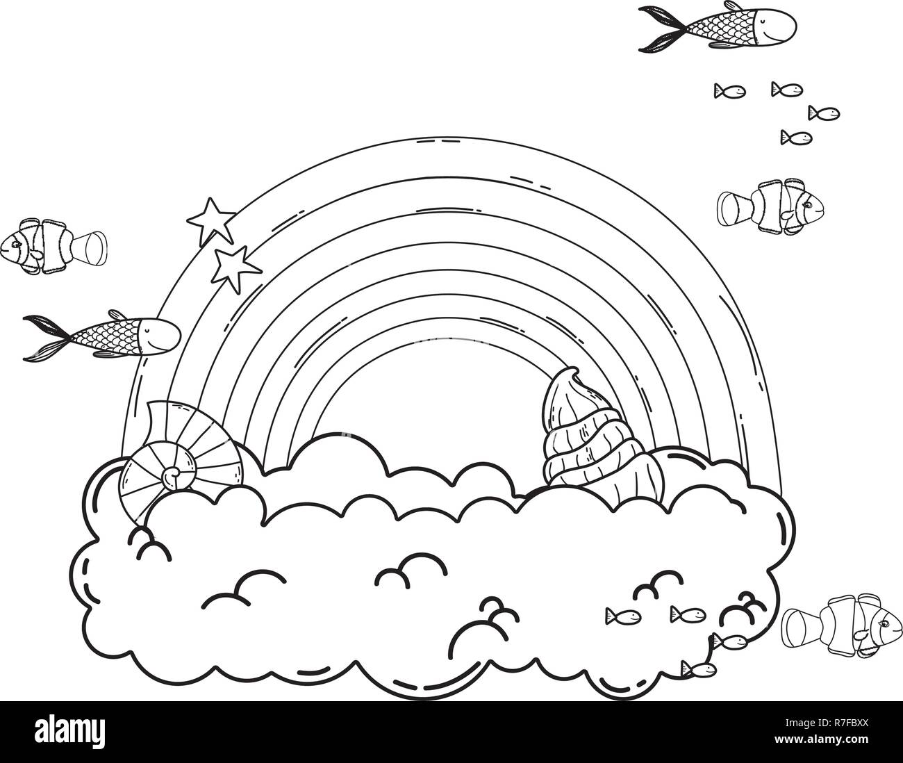 cute rainbow with cloud Stock Vector Image & Art - Alamy