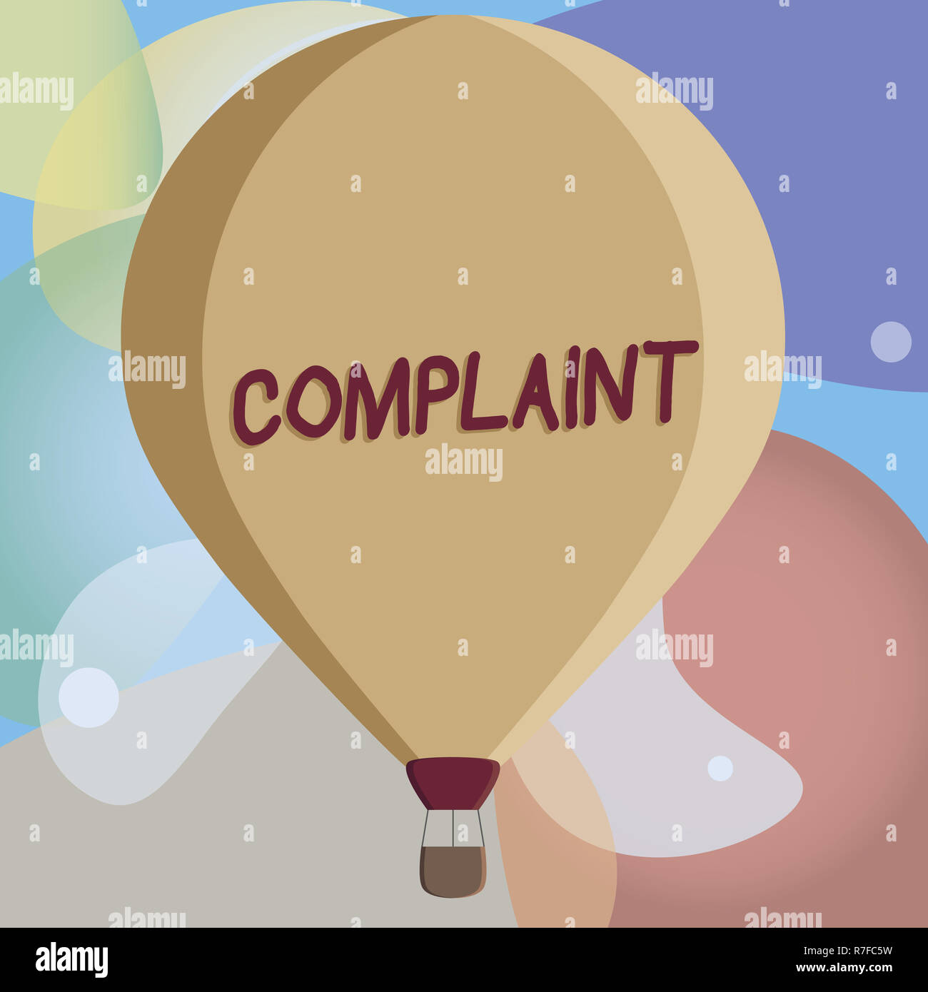 Conceptual hand writing showing Complaint. Business photo text statement that something is unsatisfactory or unacceptable Color Hot Air Balloon afloat Stock Photo
