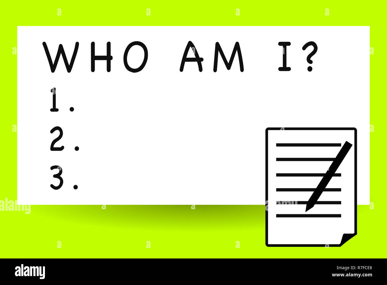 Handwriting Text Writing Who Am I Question Concept Meaning When Being Asked About Your Name Status And Nationality Sheet Of Pad Paper With Lines And Stock Photo Alamy