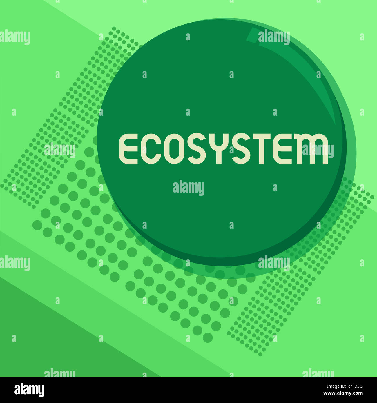 Handwriting text Ecosystem. Concept meaning biological community of