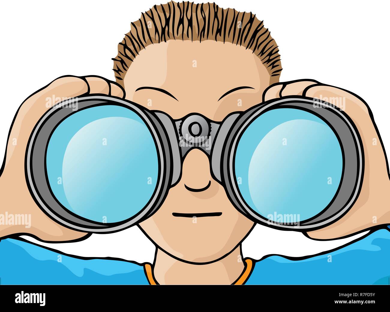 illustration of child with binoculars Stock Vector Image & Art - Alamy