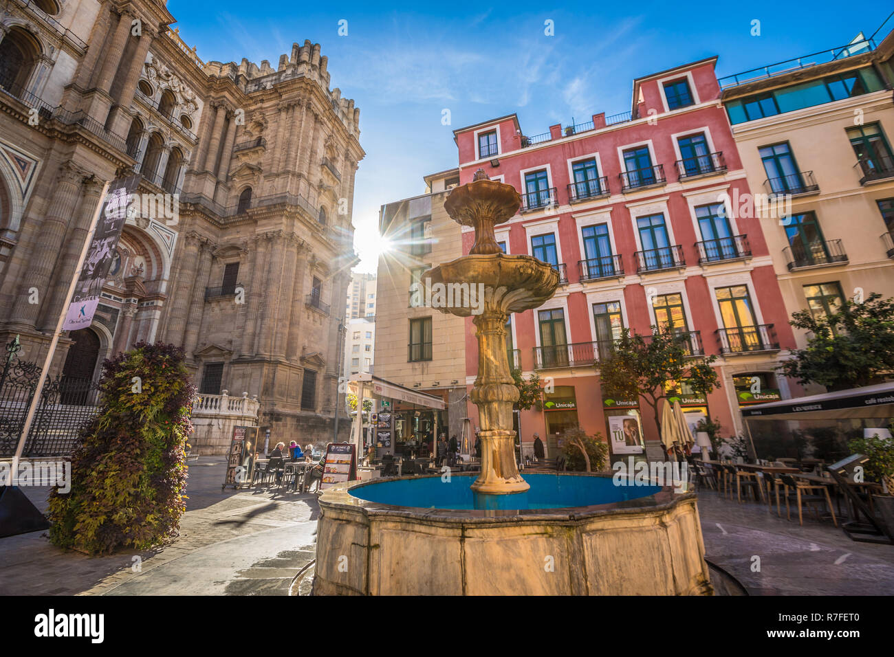 Old town square of Malaga Spain Stock Photo - Alamy