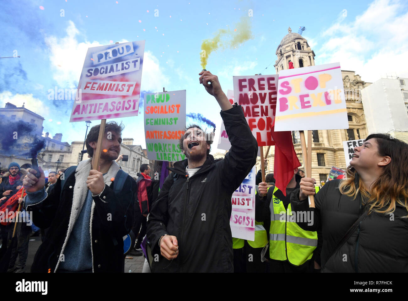 People take part in an anti-fascist counter-demonstration against a ...