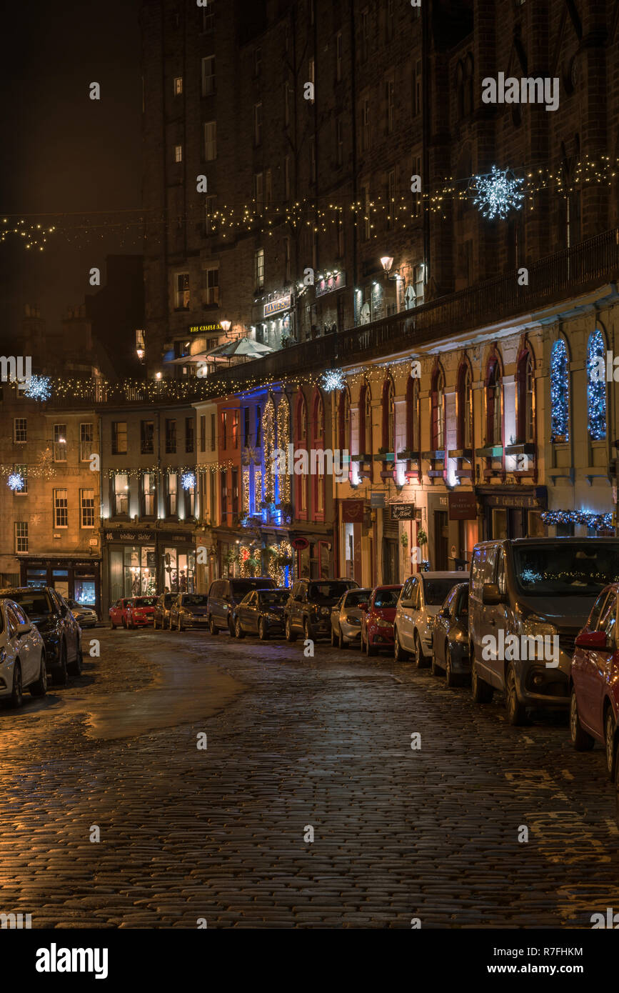 Victoria street edinburgh christmas decorations hires stock