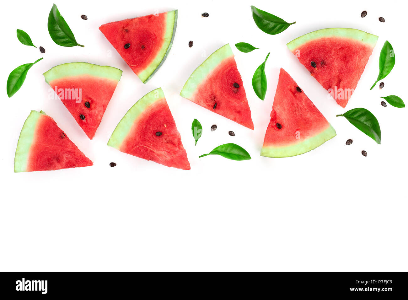 slices of watermelon isolated on white background with copy space for ...