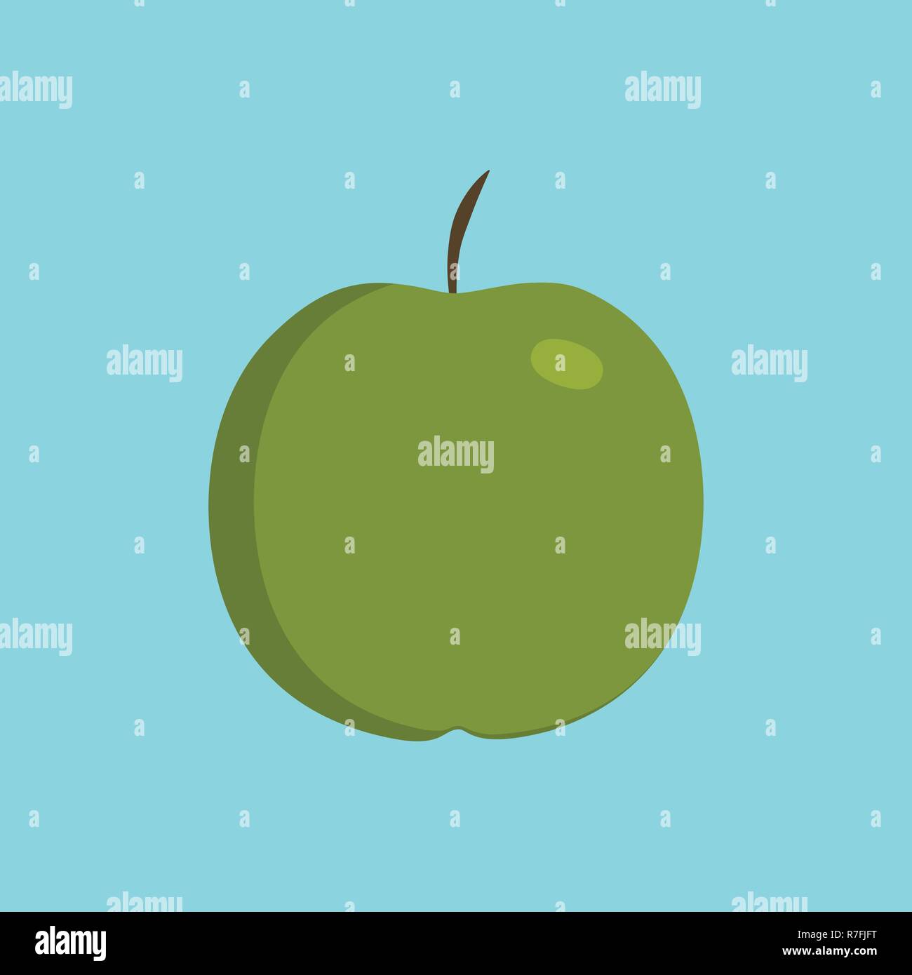 Green apple icon in flat design with blue background Stock Vector Image ...