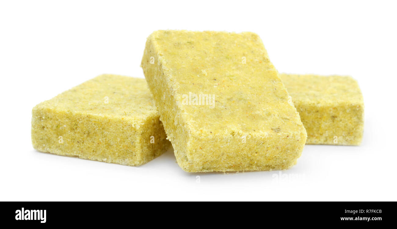 Chicken bouillon cubes isolated on white background Stock Photo Alamy