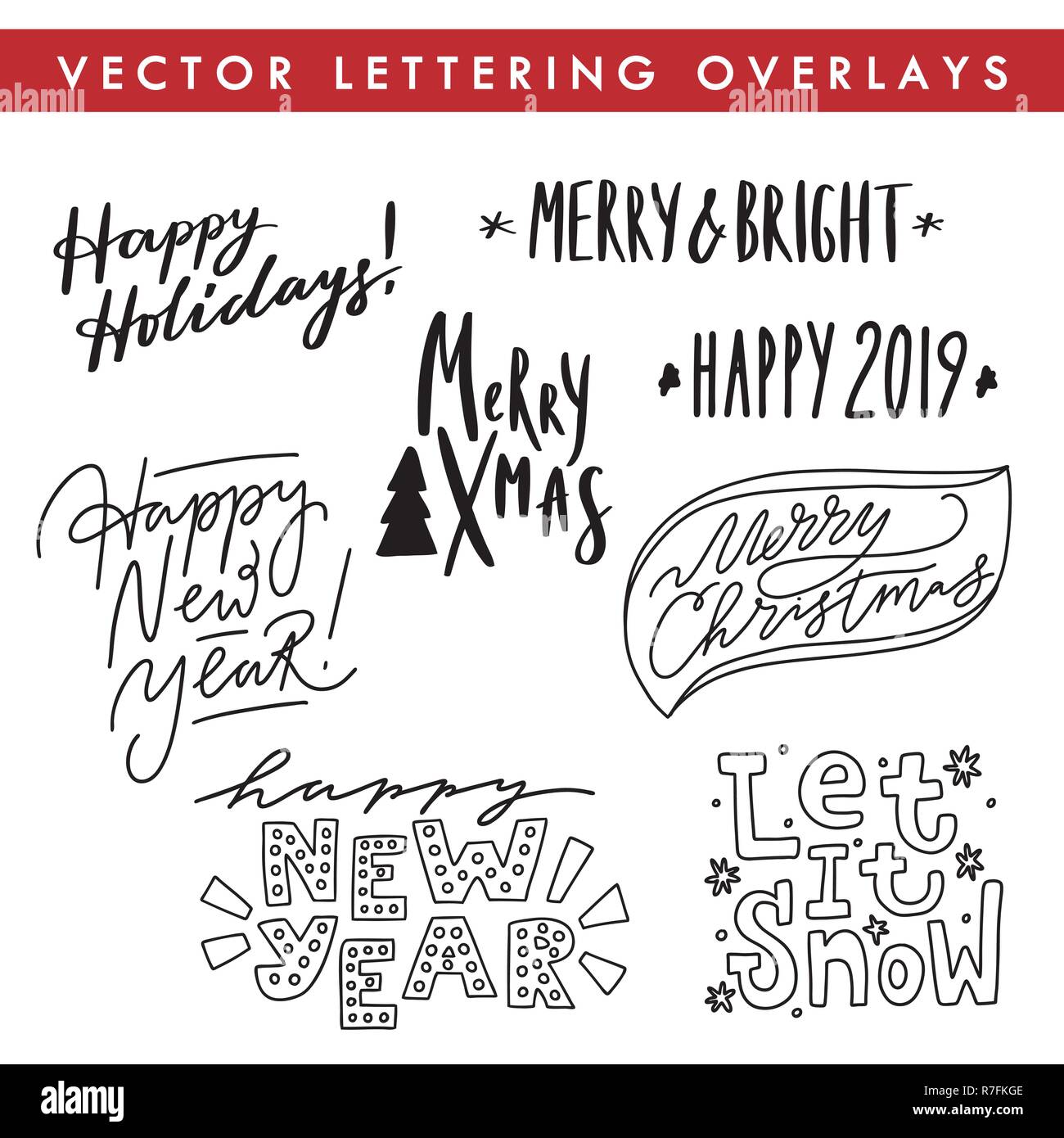Collection of hand drawn vector lettering quote for Christmas and New ...
