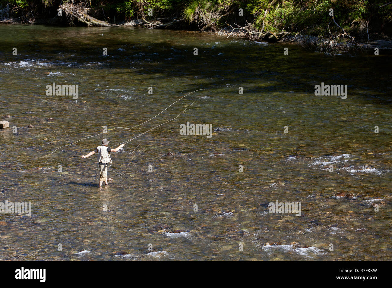 WA09143-00...WASHINGTON - Fly fishing on the Middle Fork of the Snoqualme River near North Bend. (MR# J9) Stock Photo