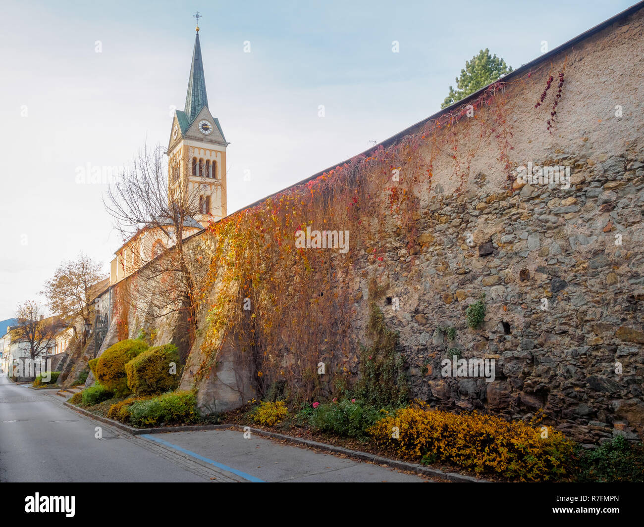 Church of Radstadt in Salzburg in autumn Stock Photo