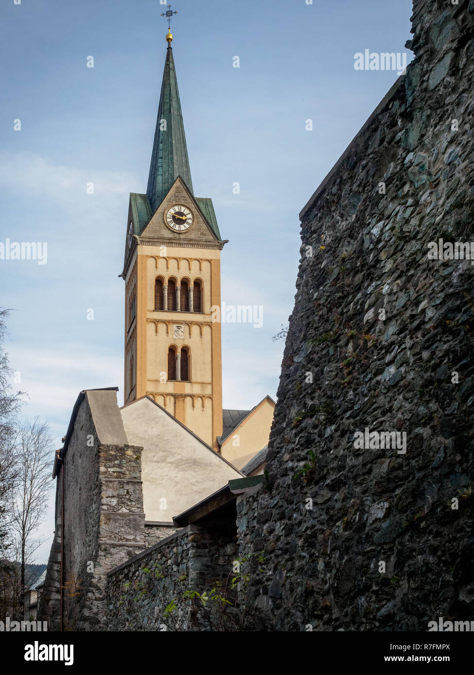 Church of Radstadt in Salzburg in autumn Stock Photo