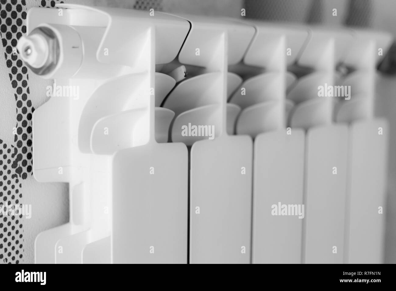 winter season. heating radiator thermostat. keep warm frost protection