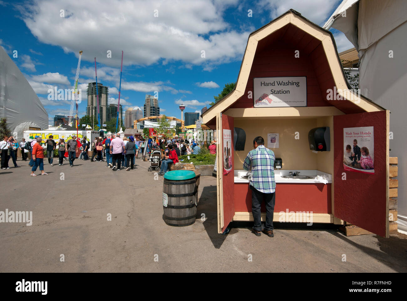 Hand washing station in Stampede Park during Calgary Stampede show
