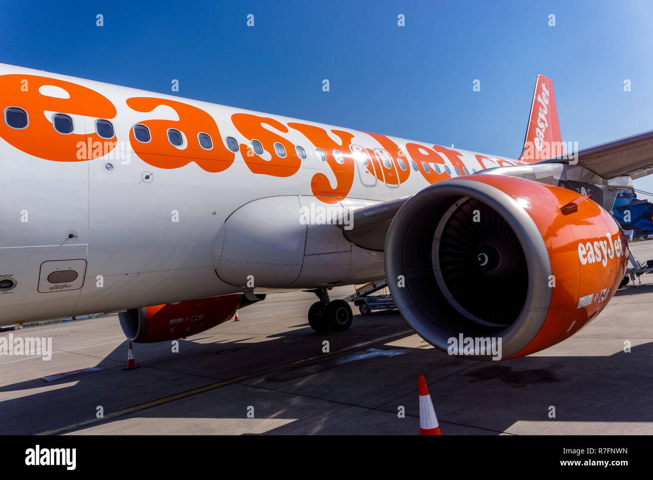 EasyJet plane at London Stansted Airport, England United Kingdom UK Stock Photo