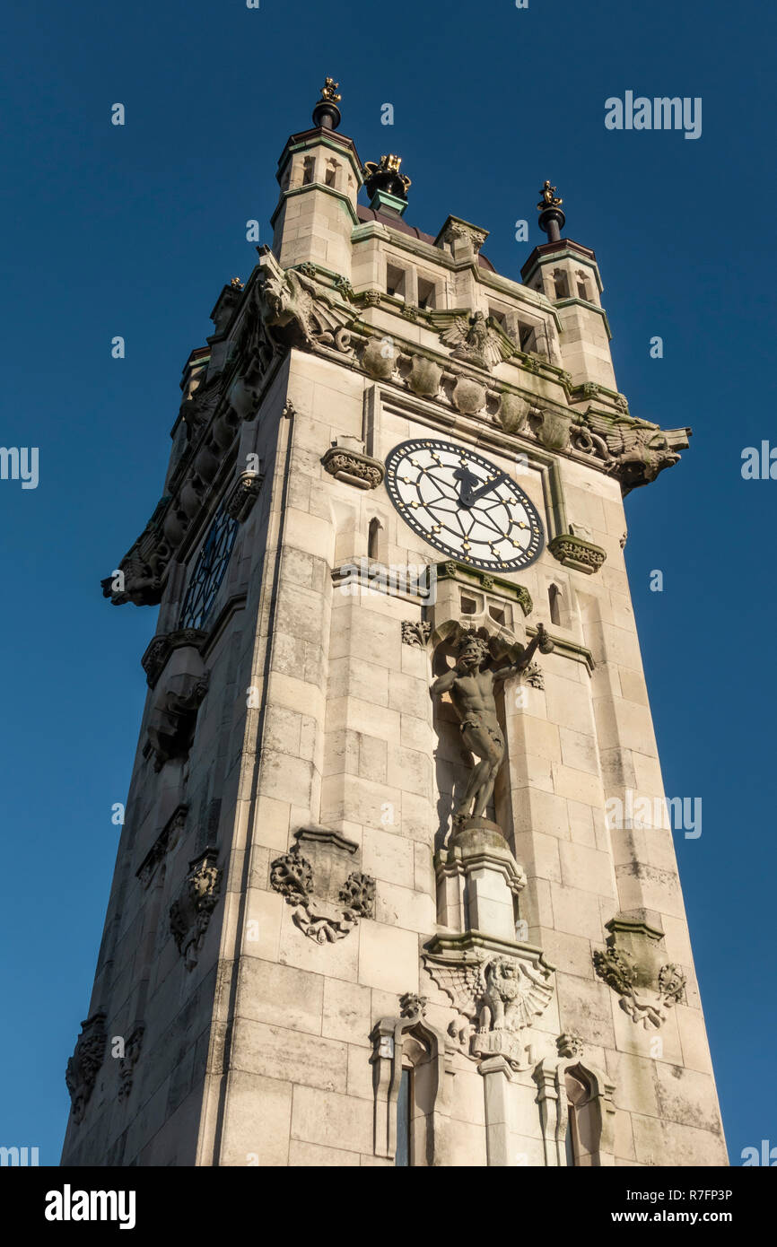 Whitehead Clock Tower in Tower Gardens, Bury, Lancashire. Stock Photo