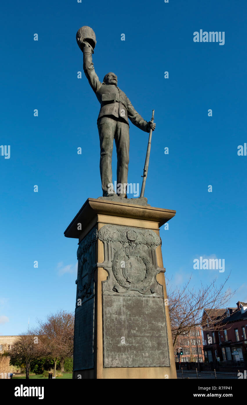 Lancashire Fusiliers War Memorial in Tower Gardens, Bury, Lancashire. Stock Photo