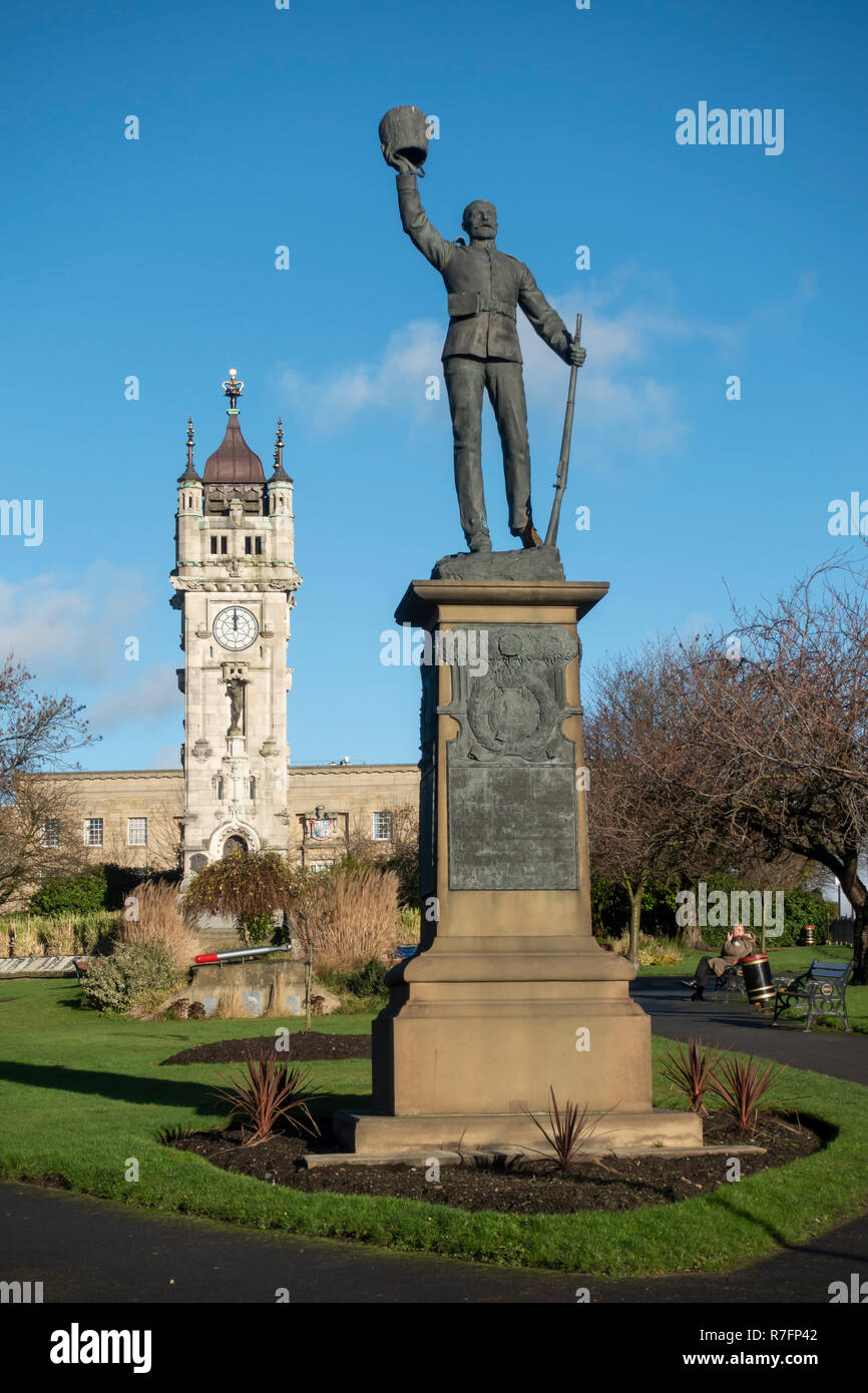 Lancashire Fusiliers War Memorial in Tower Gardens, Bury, Lancashire. Stock Photo