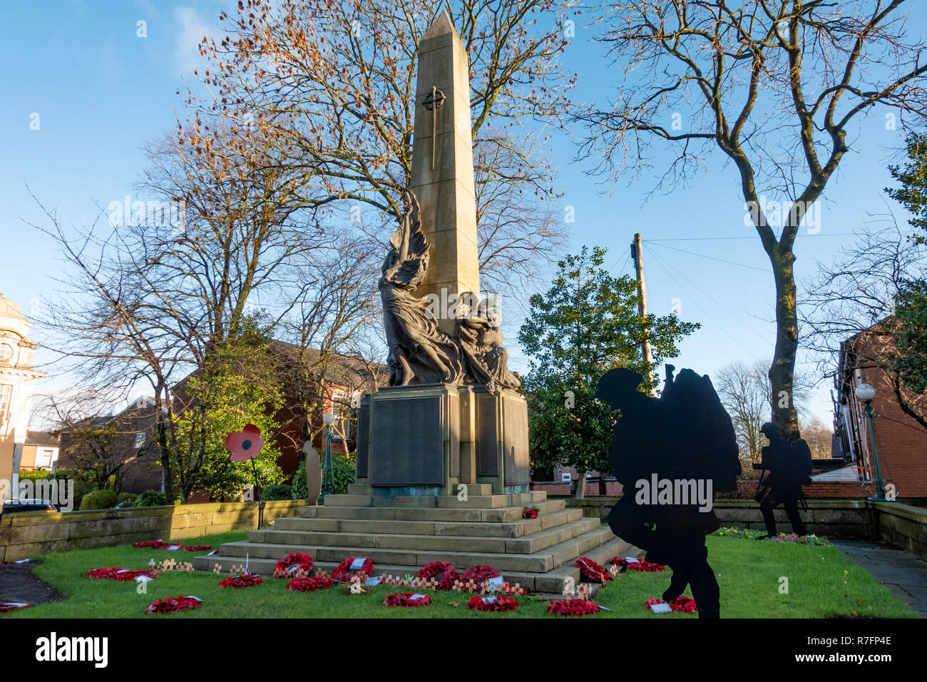 Radcliffe War Memorial on Blackburn Street, Radcliffe, Manchester. Stock Photo