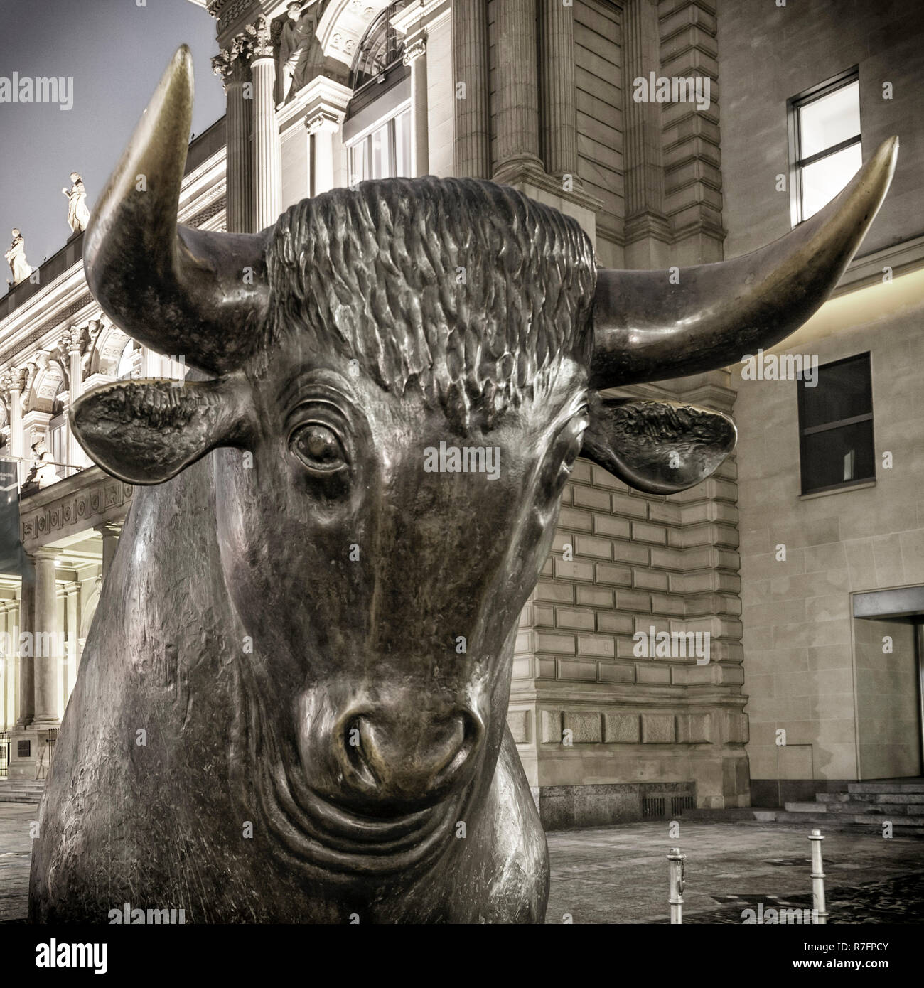 Bull at Stock Exchange Frankfurt, Germany Stock Photo