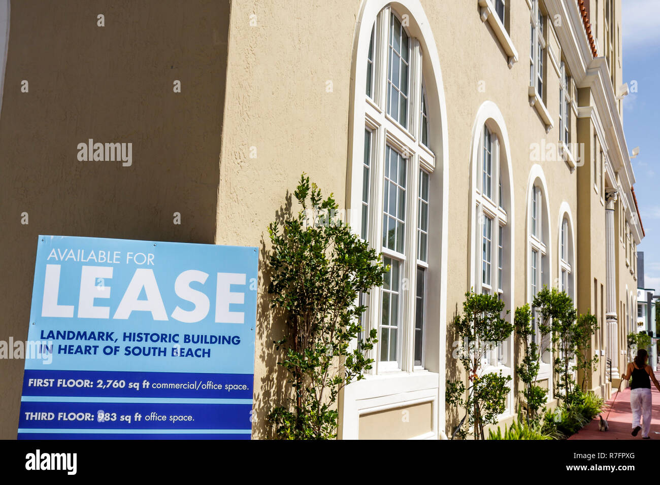 Miami Beach Florida,Art Deco Historic District,Washington Avenue,buildingrestoration,Old City Hall,building,1927,sign,logo,lease,square footage,commer Stock Photo
