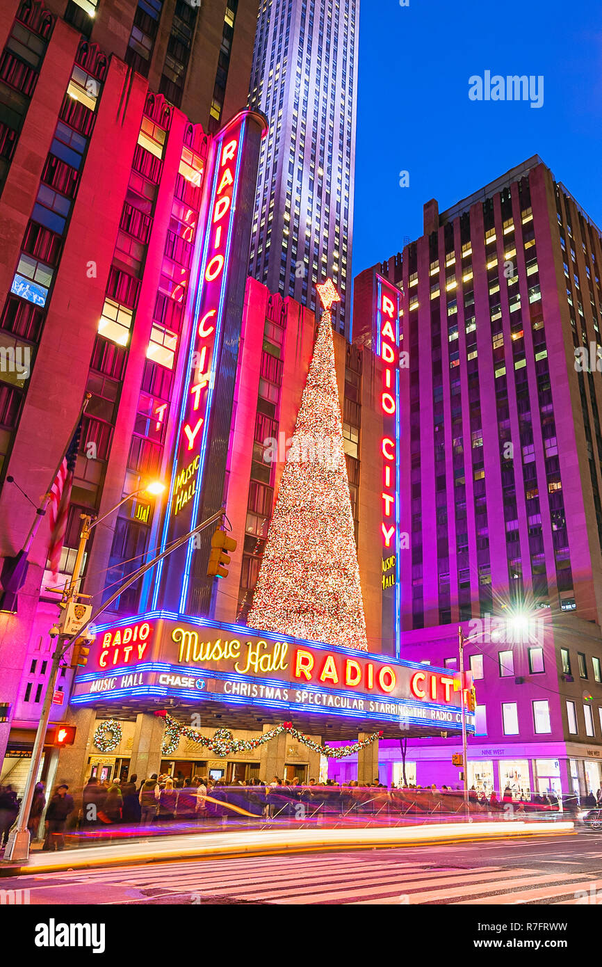 Christmas New York Radio City Music Hall Christmas Season Rockefeller Center Avenue of the Americas New York City Stock Photo