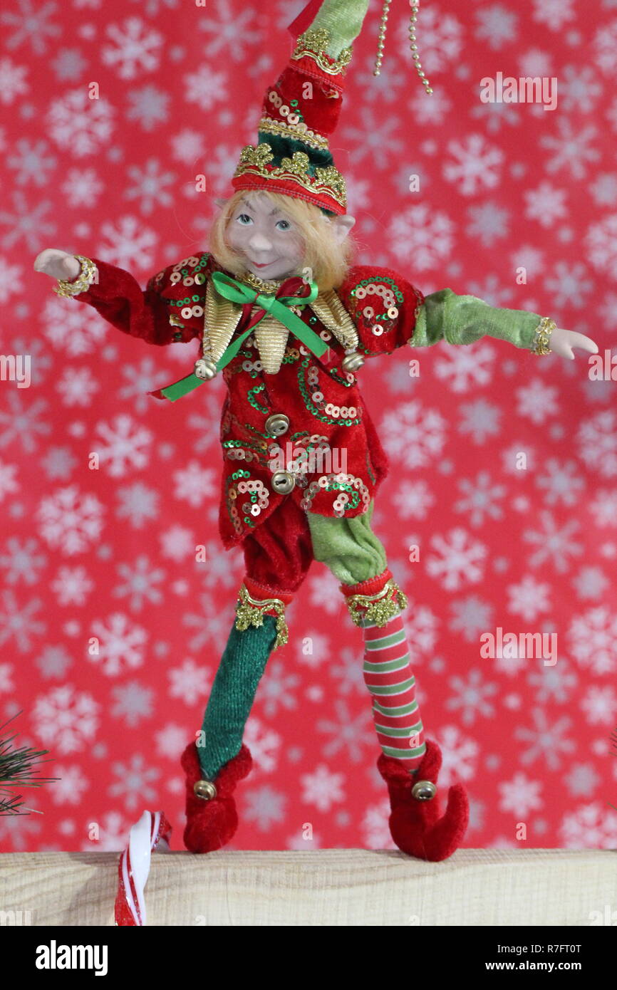 Happy christmas elf Stock Photo