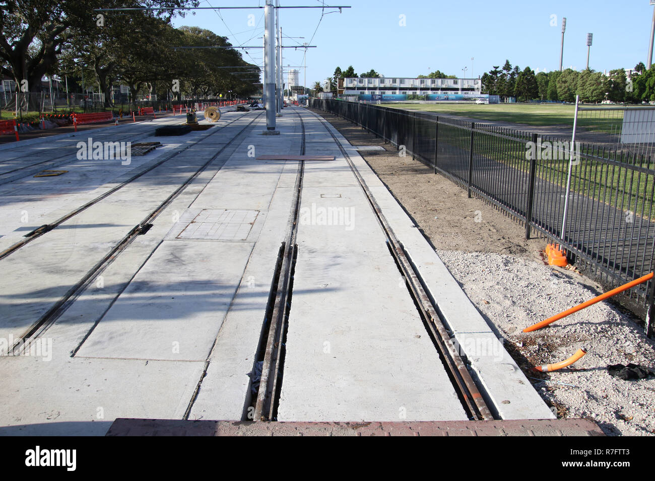 Construction of the Light Rail next to Anzac Parade, near Driver Avenue