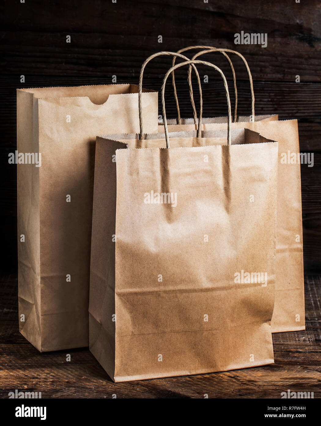 Brown recyclable paper bags ,Brown recyclable paper bags Stock Photo
