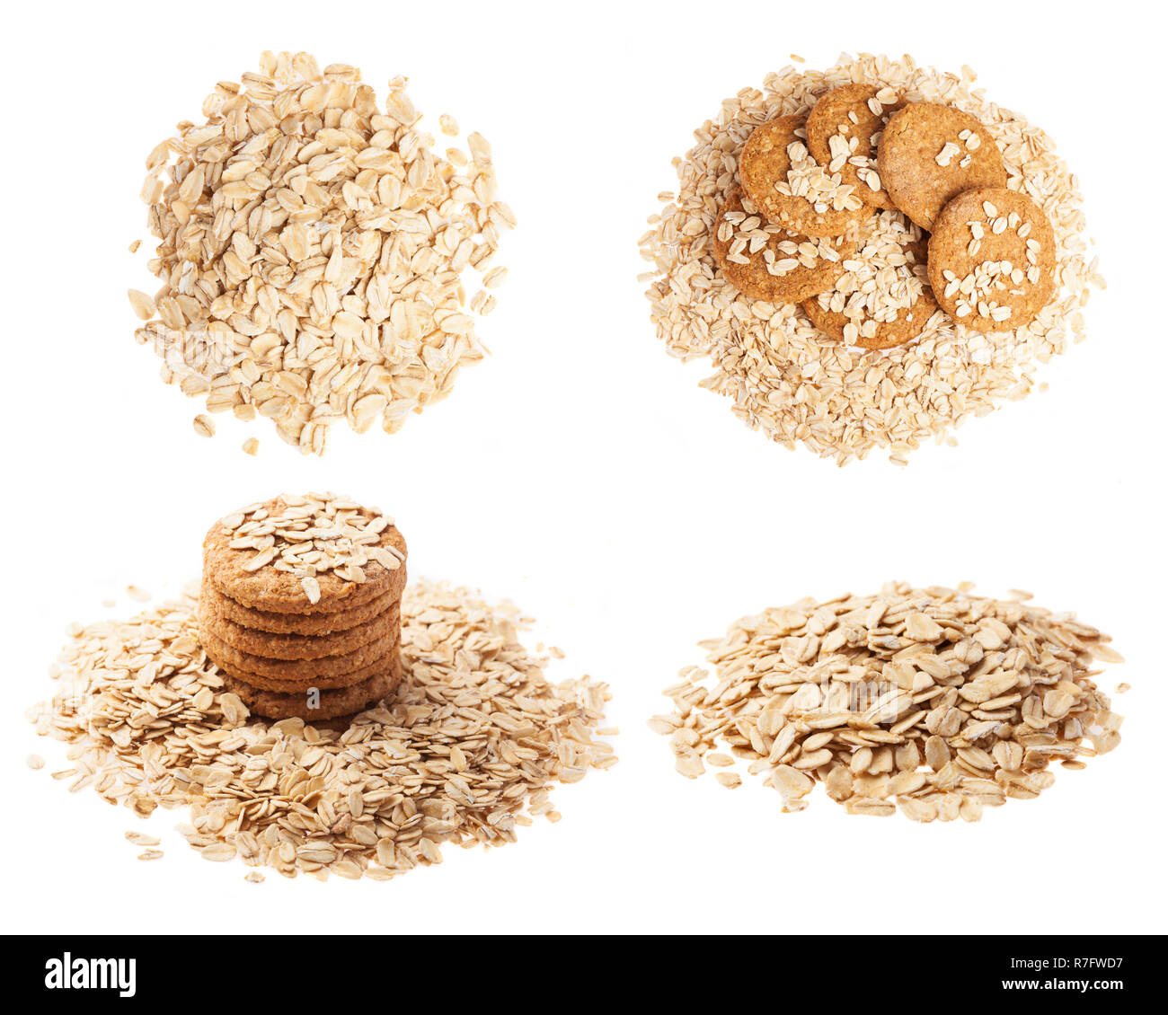 collection of oats isolated on white background Stock Photo