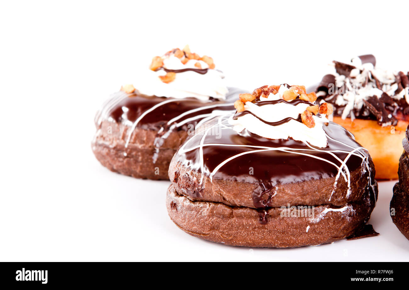 Donut with chocolate and peanut Stock Photo