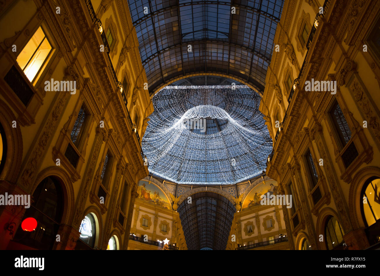 The Golden Glow of Lights in the Galleria Vittorio Emanuele II at