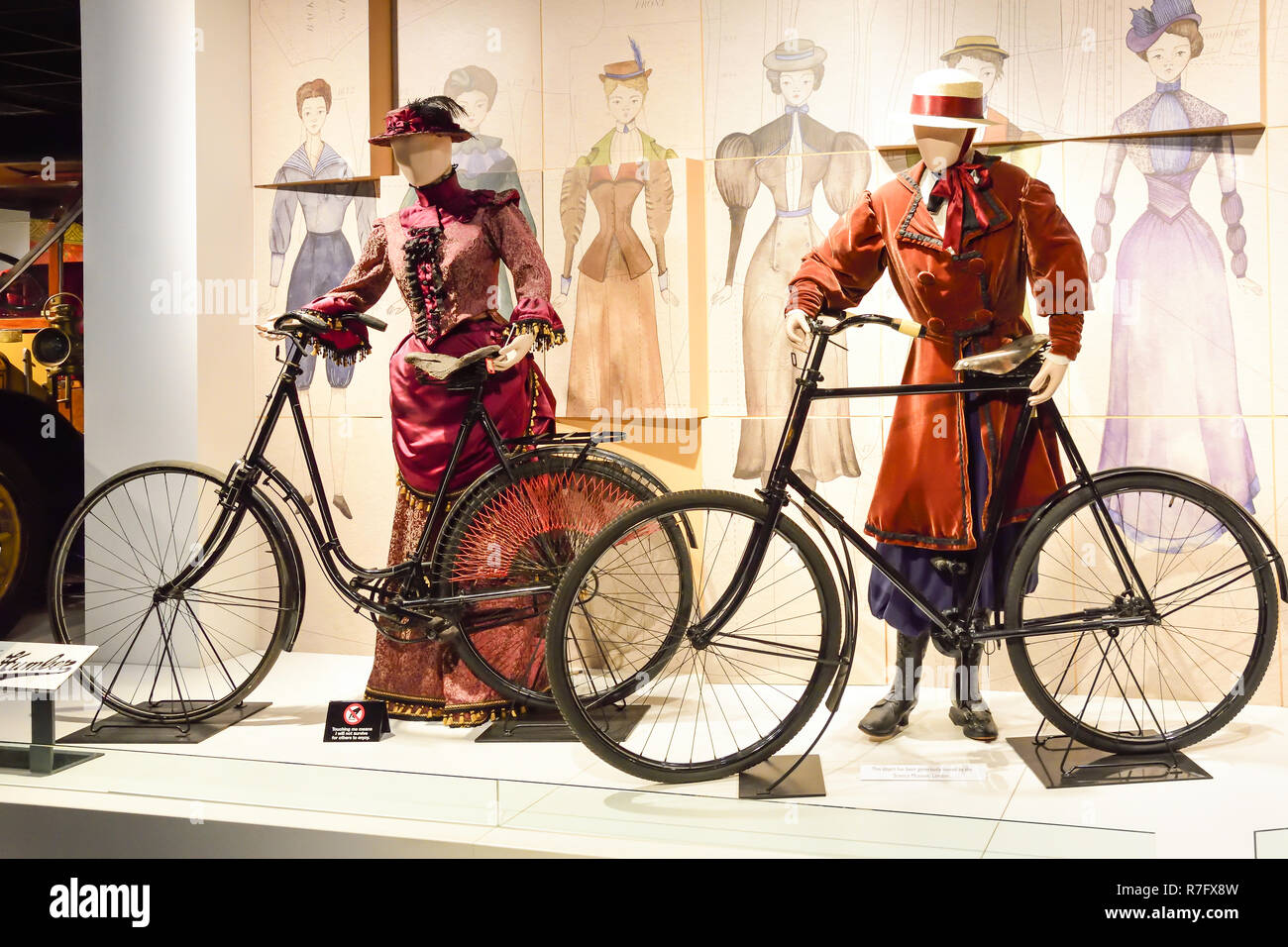 Edwardian ladies bicycles in Coventry Transport Museum, Millennium Place, Coventry, West Midlands, England, United Kingdom Stock Photo