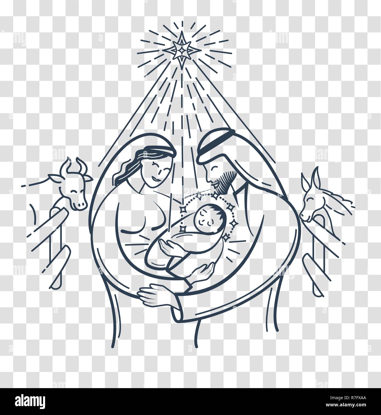 Nativity Scene Clip Art Black And White