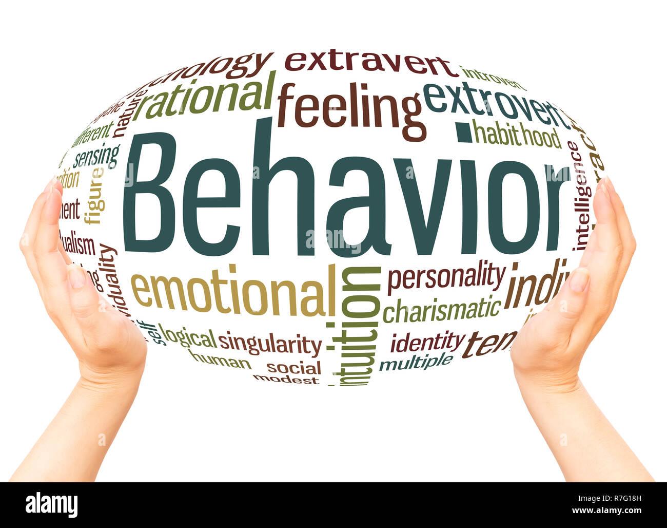 Behavior word cloud hand sphere concept on white background Stock Photo ...